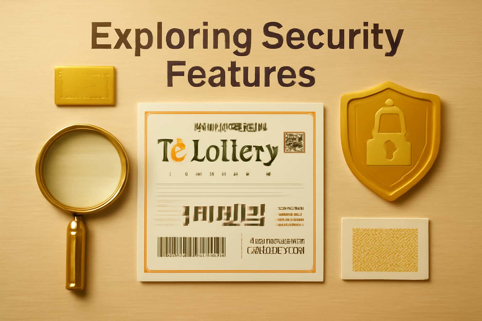 Visual representation of Tc Lottery security features in a neutral tone.