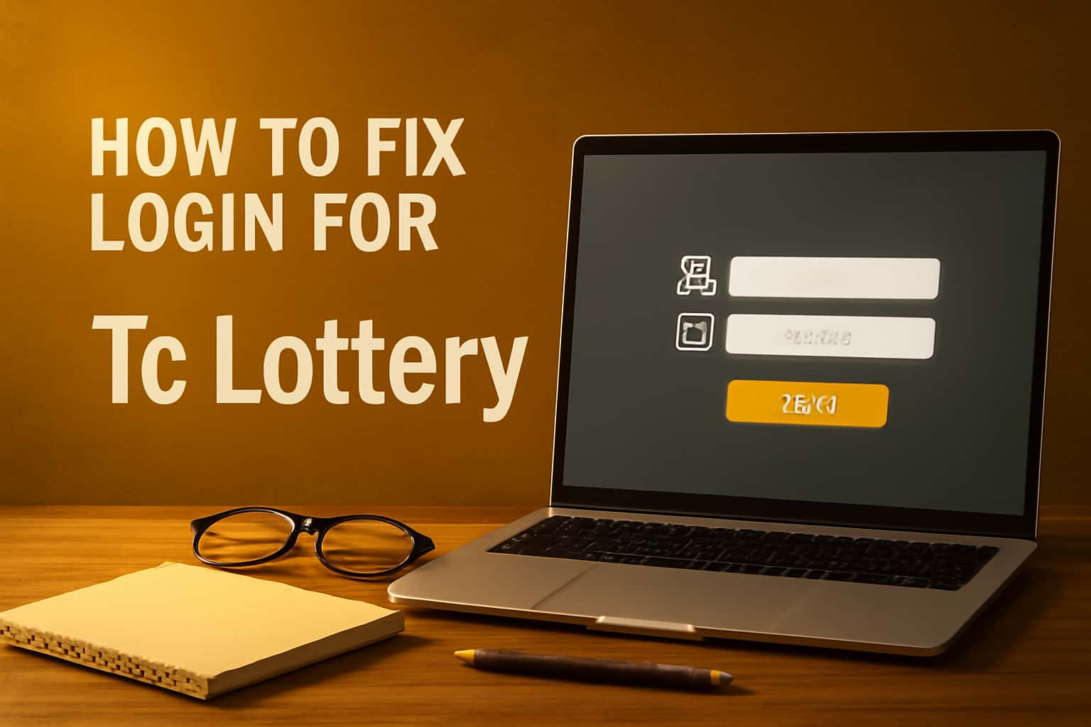 Informational scene illustrating login issues for Tc Lottery.