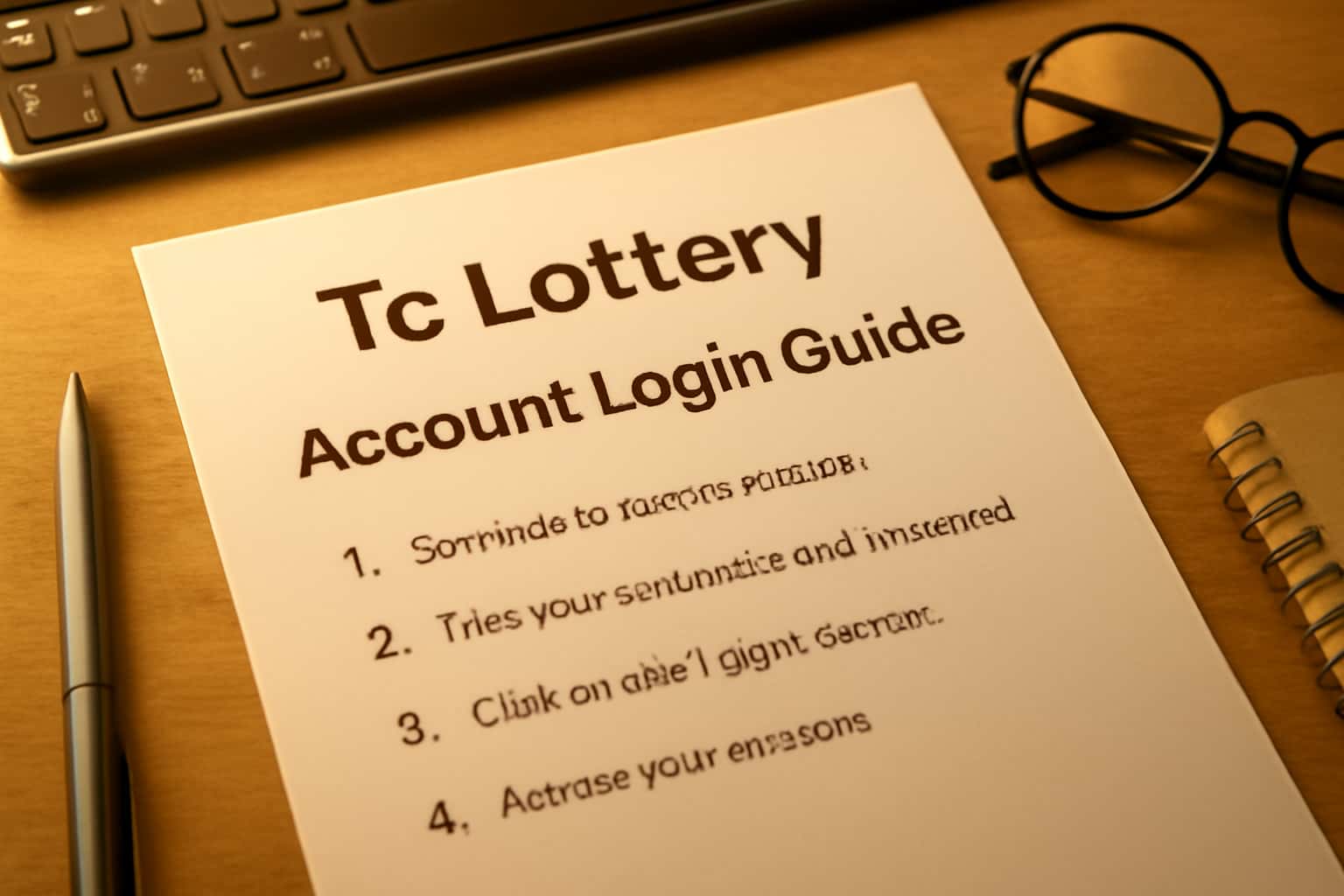 A neutral informational representation of the Tc Lottery account login process with relevant text.