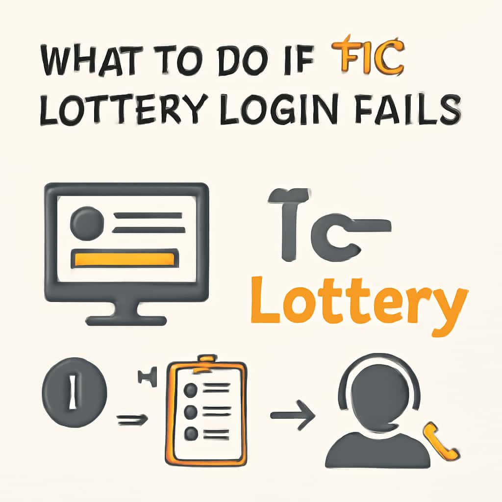 An educational diagram showing steps to resolve Tc Lottery login issues.