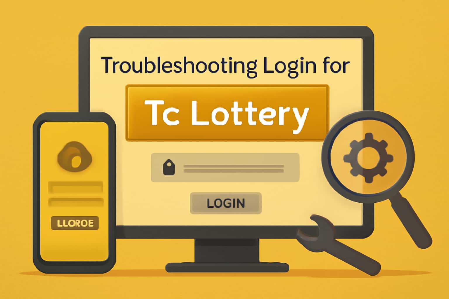 An informative scene focused on troubleshooting login issues related to Tc Lottery.