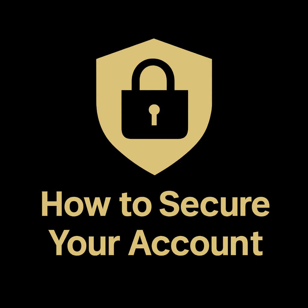 A simple badge indicating guidance on securing a Tc Lottery account.
