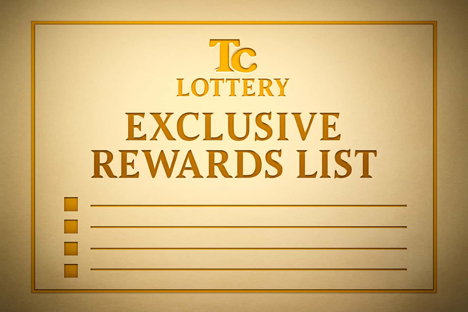 An informative display showcasing the Tc Lottery Exclusive Rewards List.