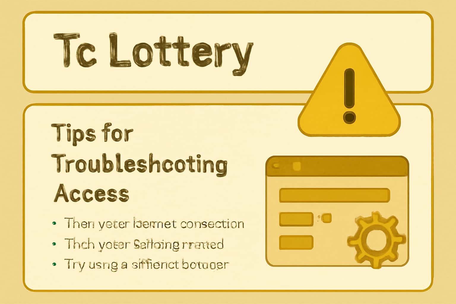 A digital illustration depicting tips for troubleshooting access issues with the Tc Lottery
