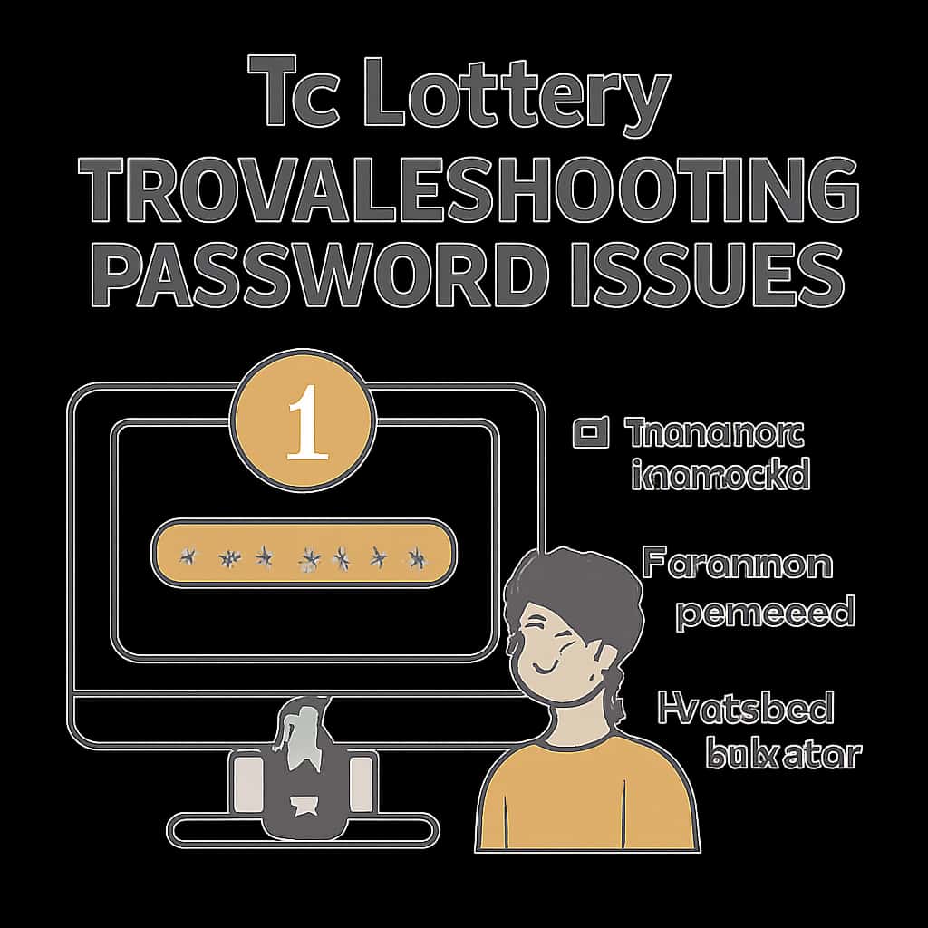 Illustration showing troubleshooting steps for Tc Lottery password issues.
